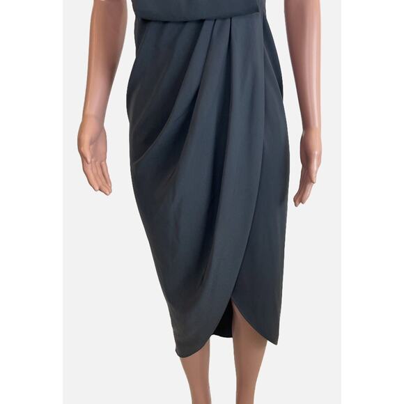 Shona Joy Revolve Core Knot Dress Size 4 Gray Draped Halter Tulip Hem Runs Small - Picture 3 of 16